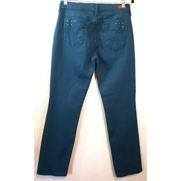 Levi's 505 Straight Leg Womens Jeans Dark Teal Green Size 8 Mid Rise - Picture 5 of 11